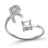Bague ouverte en zircone avec initiales