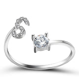 Bague ouverte en zircone avec initiales