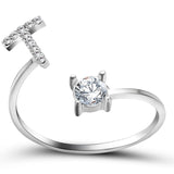Bague ouverte en zircone avec initiales