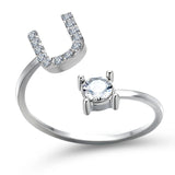 Bague ouverte en zircone avec initiales