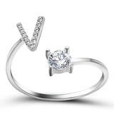 Bague ouverte en zircone avec initiales