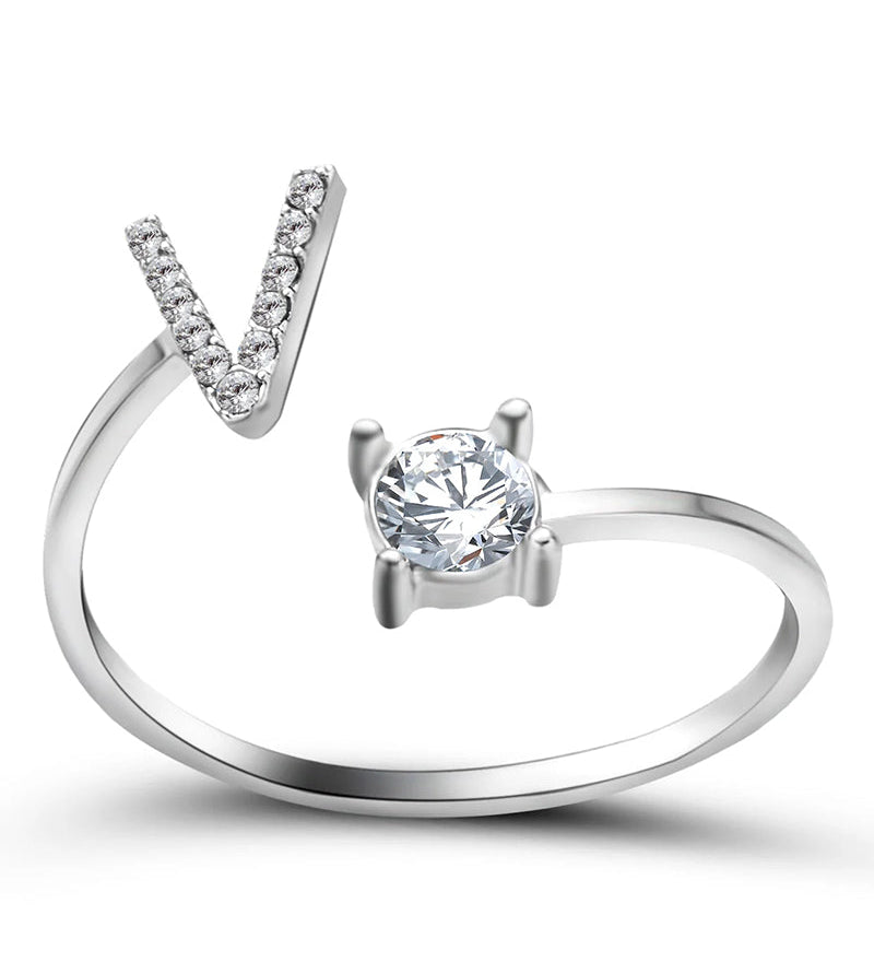 Bague ouverte en zircone avec initiales