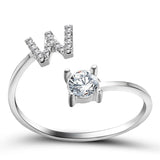 Bague ouverte en zircone avec initiales