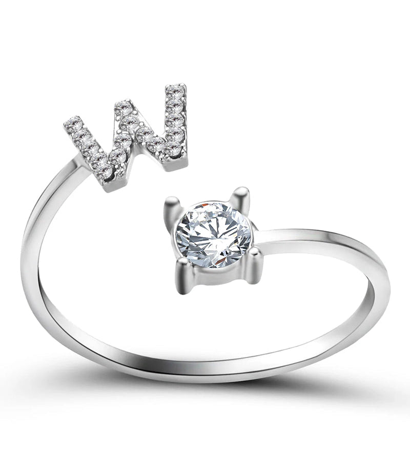 Bague ouverte en zircone avec initiales