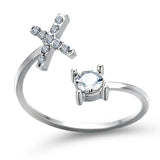 Bague ouverte en zircone avec initiales