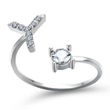 Bague ouverte en zircone avec initiales