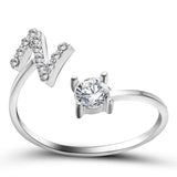 Bague ouverte en zircone avec initiales