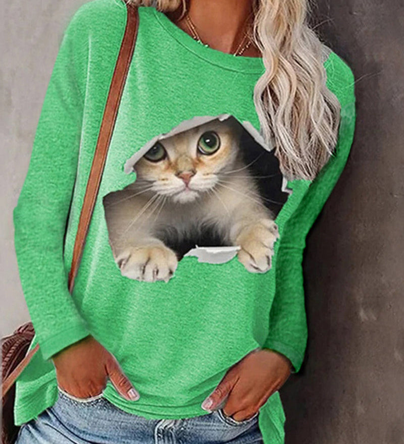 Haut à manches longues avec imprimé chat