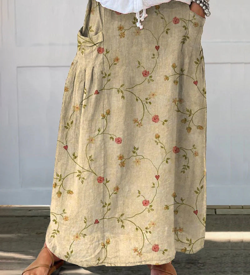 Jupe décontractée à poche et imprimé floral