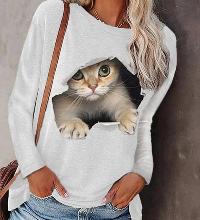 Haut à manches longues avec imprimé chat