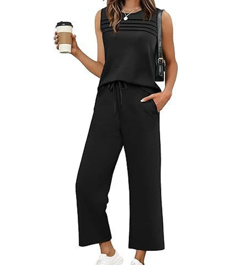 Ensemble Deux Pièces Top Gilet Plissé