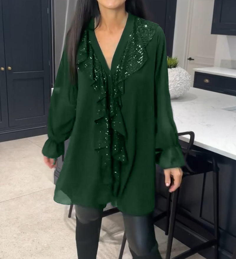 Blouse à volants et style élégant
