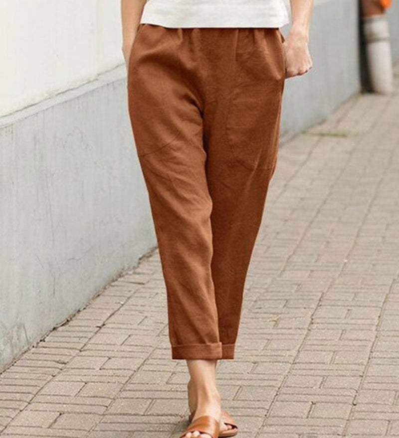 Pantalon décontracté de couleur unie