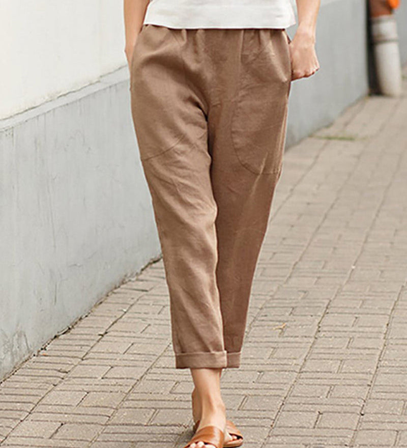 Pantalon décontracté de couleur unie