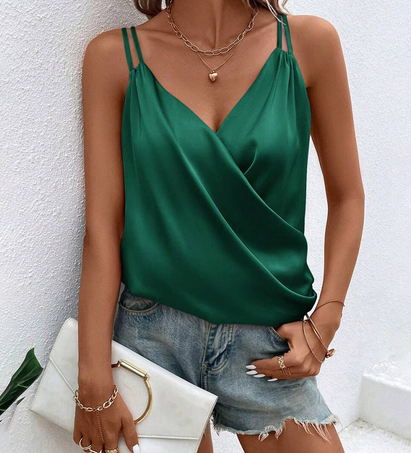 Camisole Élégante à Double Bretelles en Couleur Uni
