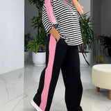 Costume Imprimé Rayé Pantalon Large