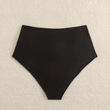 Bas De Maillot Plissé Uni Taille Haute