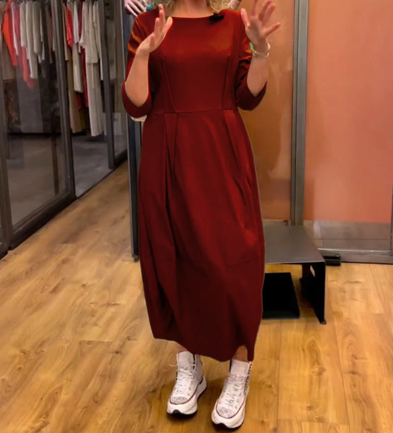 Robe à col rond et manches 2/3