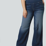 Denim Haute Taille Lavé Loose Baggy Décontracté