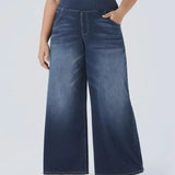 Denim Haute Taille Lavé Loose Baggy Décontracté