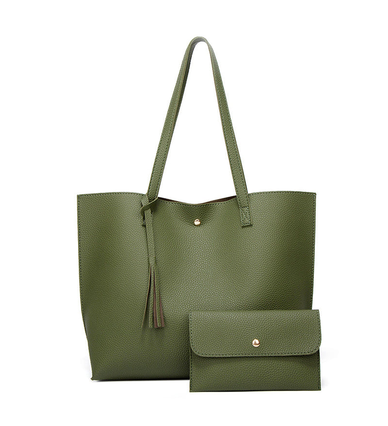 Capacité avec sac à bandoulière à pampilles de couleur unie avec grand