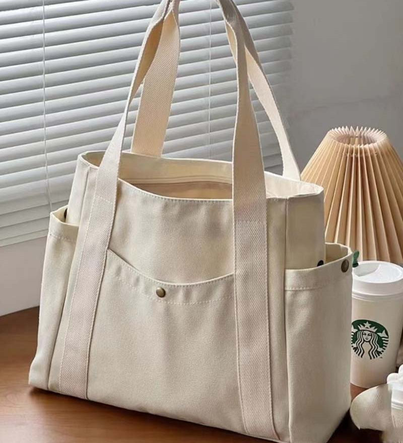 Sac en toile de grande capacité avec doubles poignées