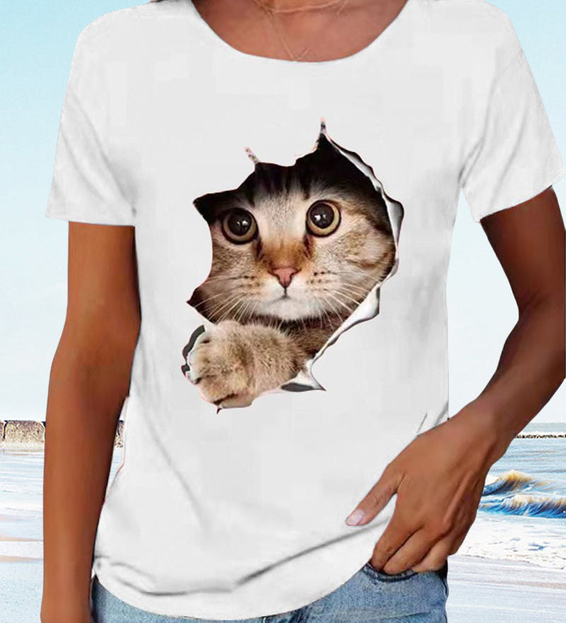 T-shirt avec imprimé chat