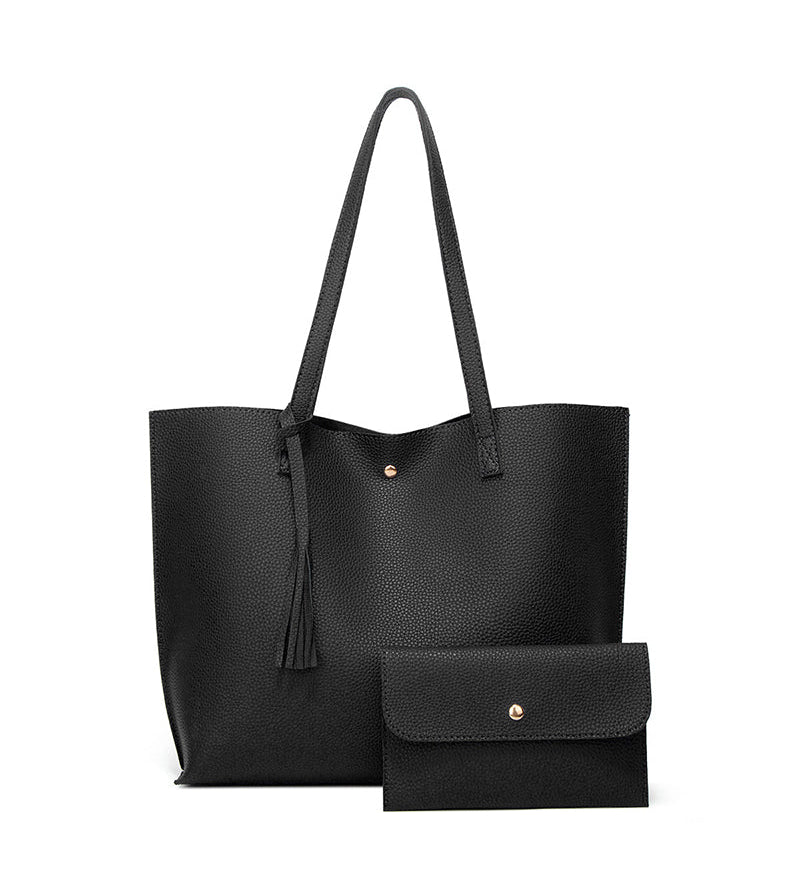 Capacité avec sac à bandoulière à pampilles de couleur unie avec grand