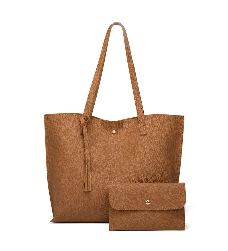 Capacité avec sac à bandoulière à pampilles de couleur unie avec grand