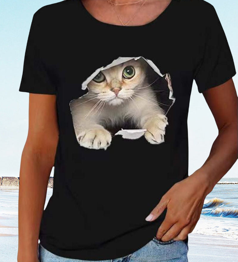 T-shirt avec imprimé chat