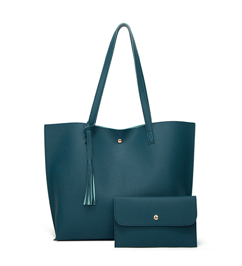 Capacité avec sac à bandoulière à pampilles de couleur unie avec grand