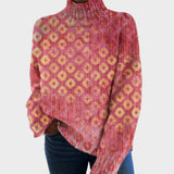 Pull col roulé corail à motif losanges — Léa, LucieSaint-Tropez