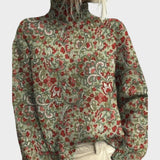 Pull col roulé à motif cachemire vert et rouge — Pauline, LucieSaint-Tropez