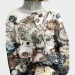 Pull col roulé ivoire à roses vintage — Capucine, LucieSaint-Tropez