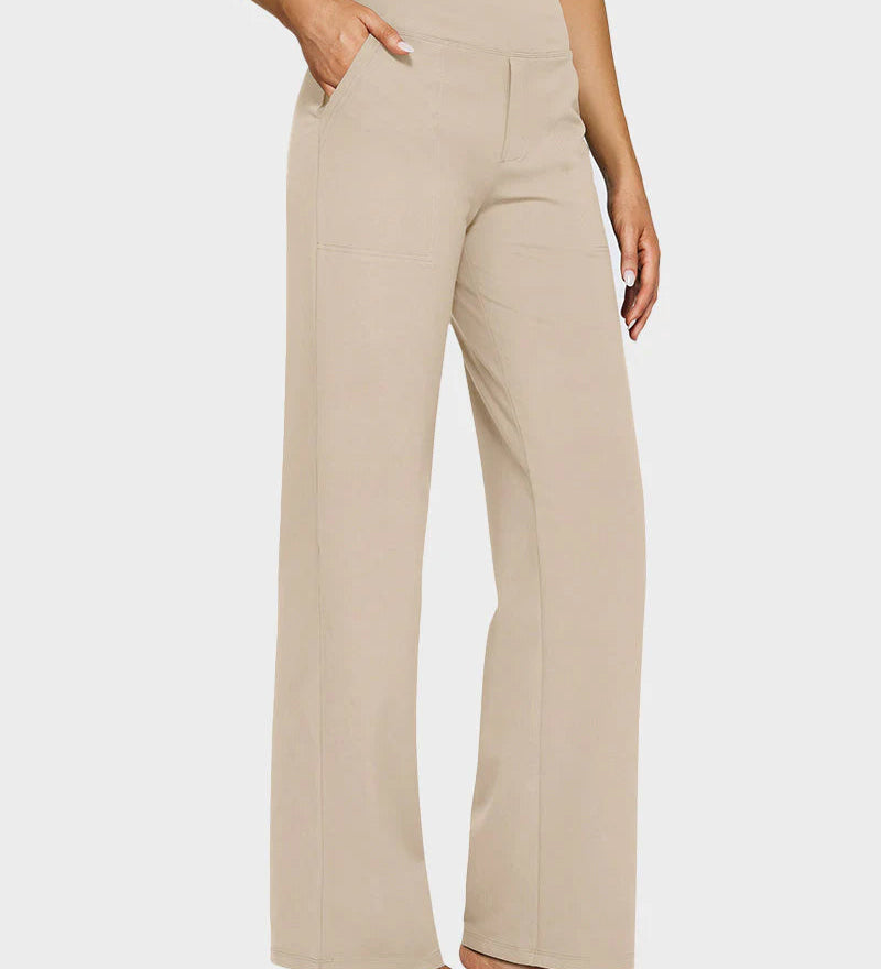 Pantalon Femme Taille Haute Extensible Décontracté Yoga Jambe Large