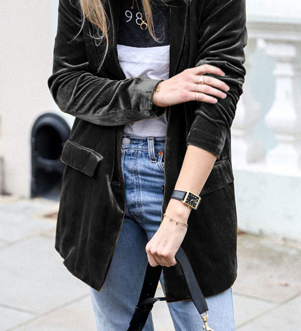 Burgundy | Blazer en velours style rue