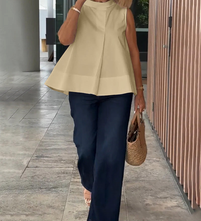 Blouse Sans Manches Unie Simple