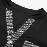 Haut décontracté à empiècements et boutons à sequins