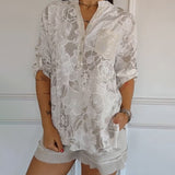 Blouse Col V Boutonnée Imprimée