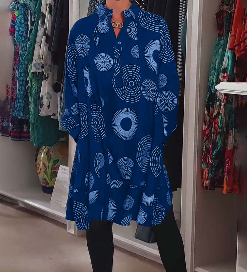 Robe décontractée à revers à imprimé géométrique