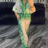 Costume à Pantalon Large Tempérament Col Montant Fermeture Éclair