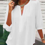 Blouse unie plissée col V