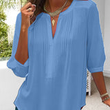 Blouse unie plissée col V