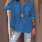Chemise de couleur unie avec poches et boutons simples