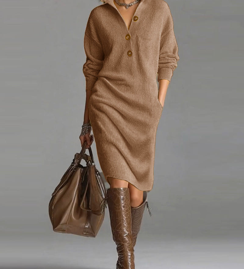 Robe pull décontractée de couleur unie pour l'automne et l'hiver