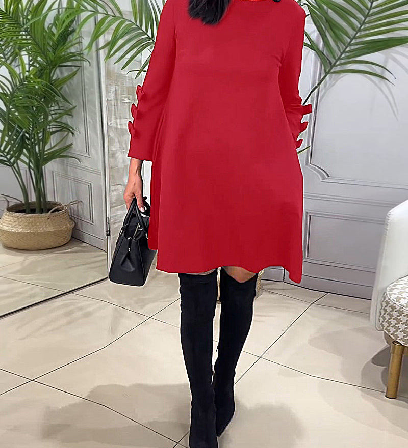 Robe décontractée au genou avec manches longues