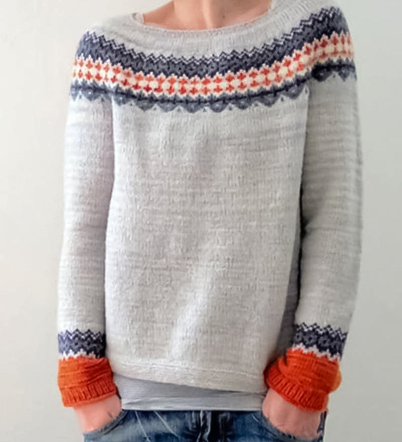 Pull-over col rond bloc de couleur