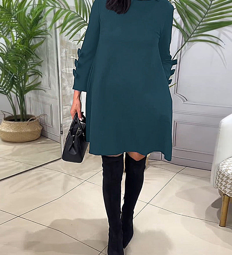 Robe décontractée au genou avec manches longues