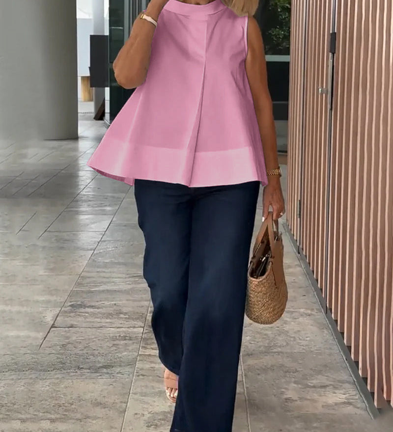 Blouse Sans Manches Unie Simple