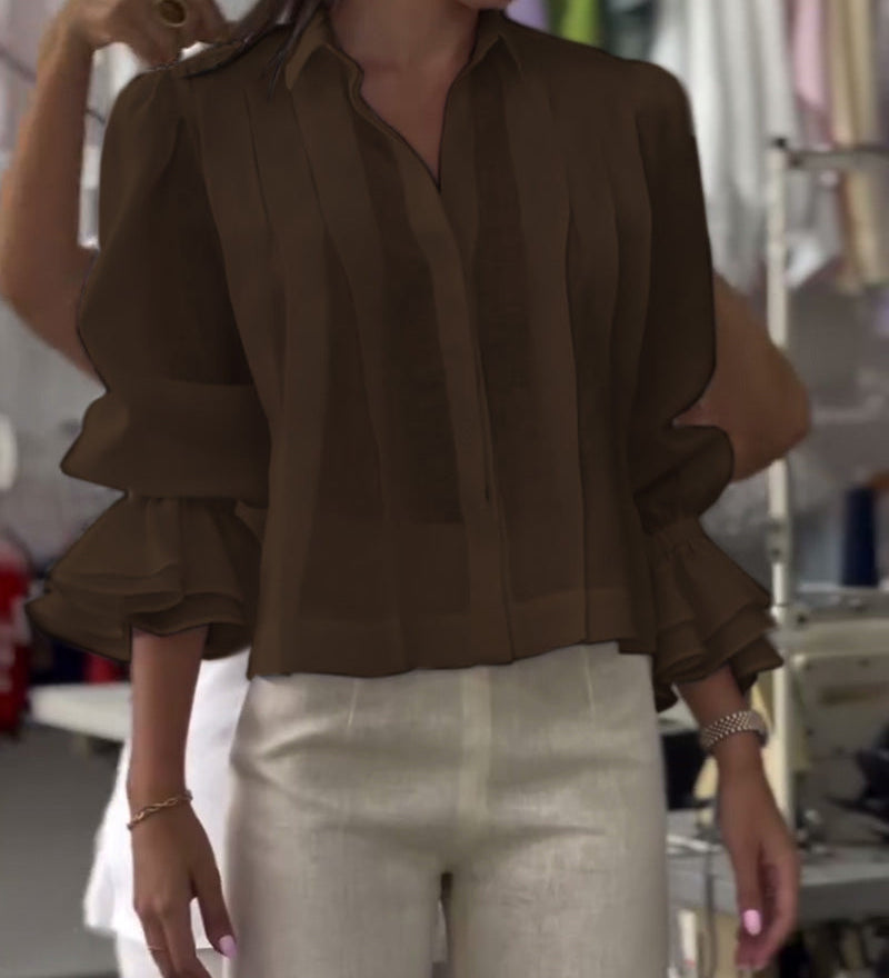 Chemise Manche Bouffante Volant